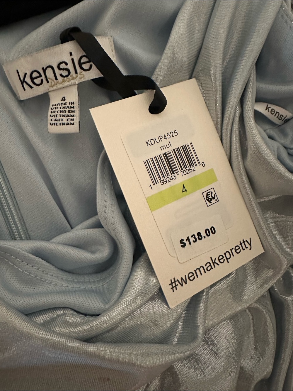 Kensie Light Blue Satin Dress - Picture 6 of 6